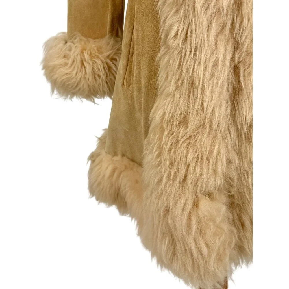 Vtg 60s Leather & Afghan Penny Lane Coat | Free People Boho Indie Luxe Grunge S - Picture 3 of 13